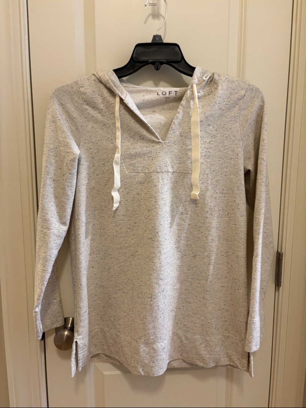LOFT Speckled Light Gray Hoodie Top